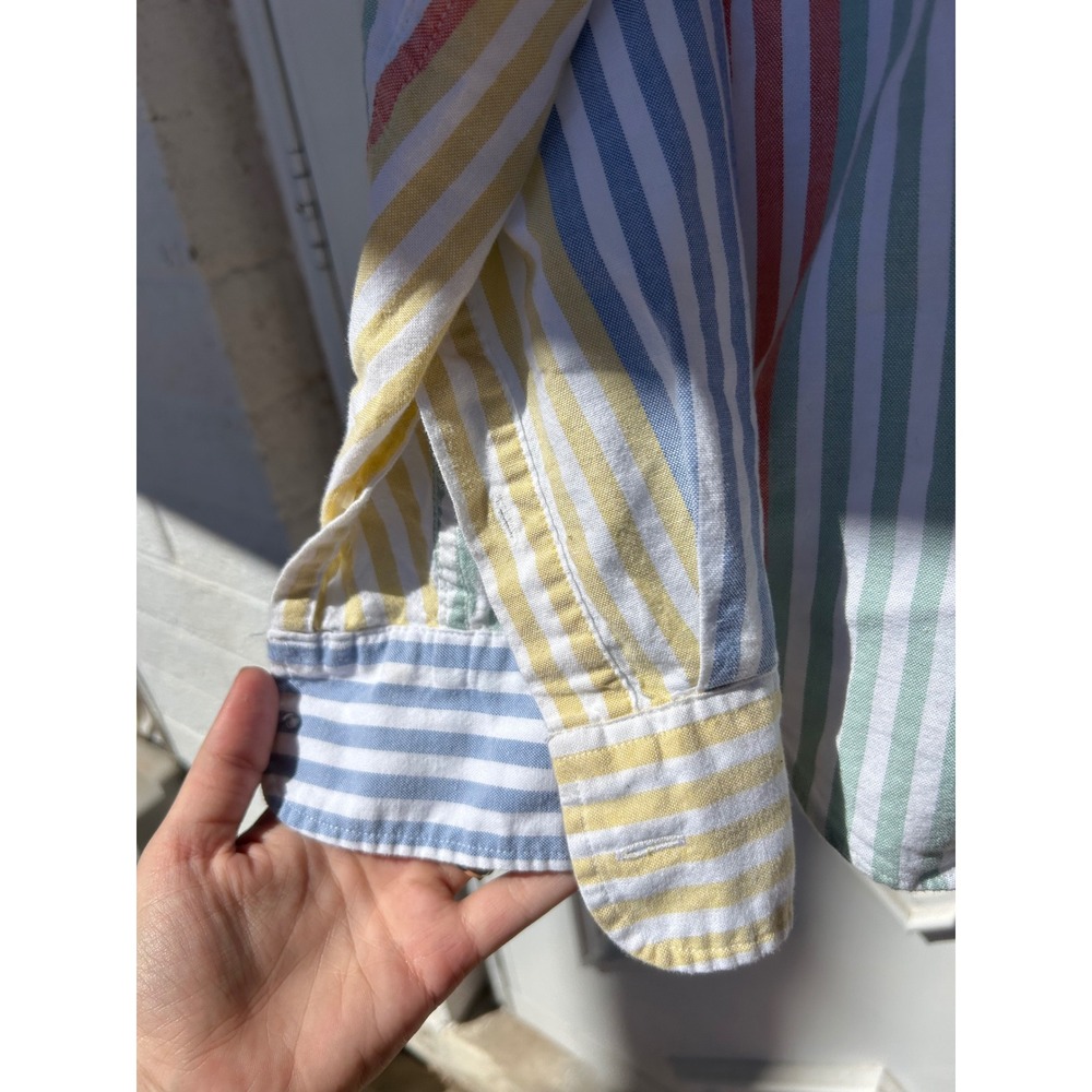 J.Crew Broken-In Oxford Slim Fit Multi-Color Stripe Organic Cotton Shirt Mens‎ M - Picture 10 of 11